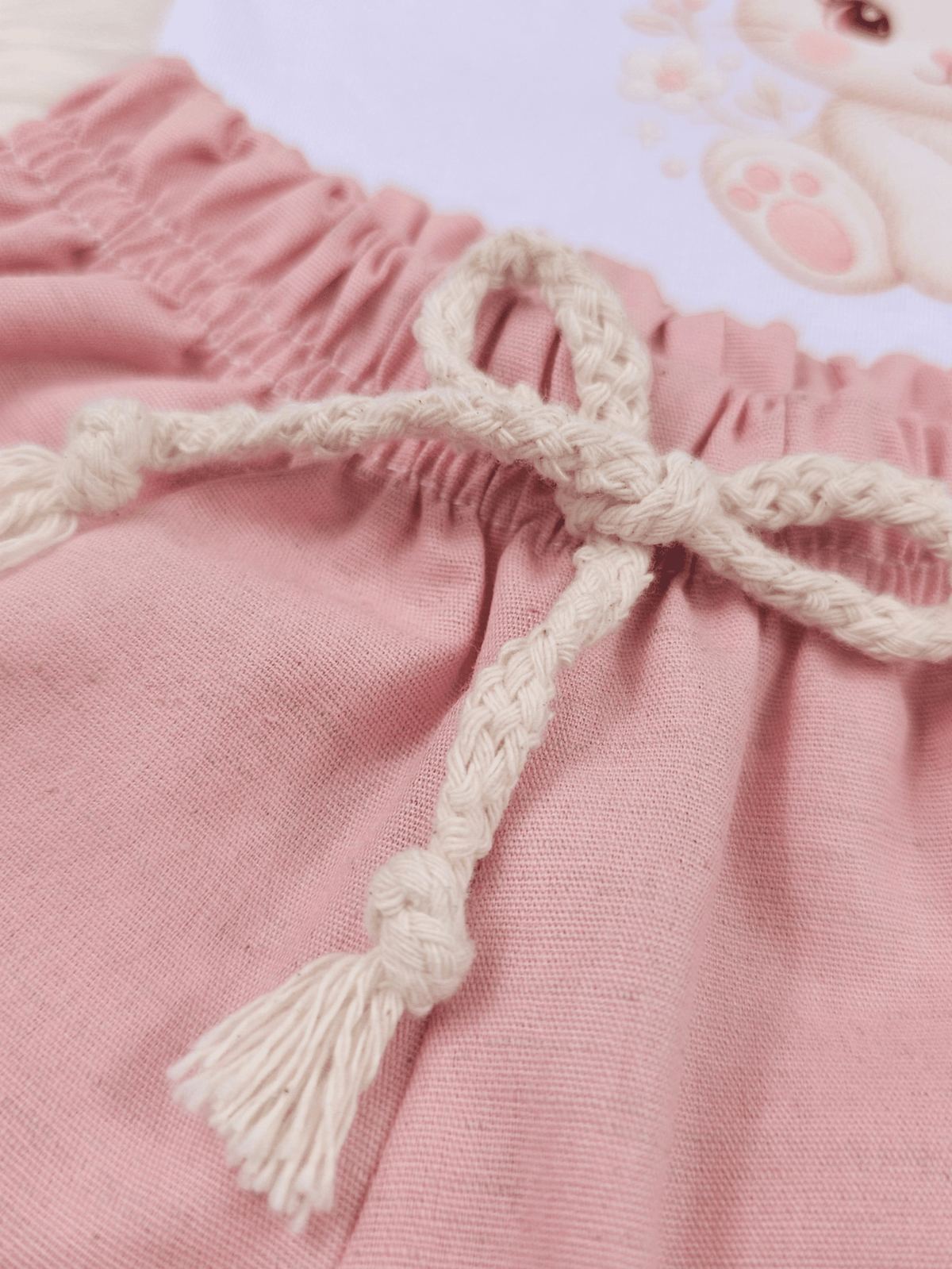 Conjunto Bebê Menina Coelhinha Body Alcinha e Short Linho