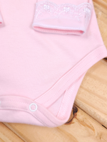 Body Infantil Menina Gola Rendada 100 Algodão Manga Longa RN ao G