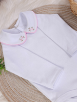 Body Infantil Menina 100 Algodão – Gola Bordada – RN ao G