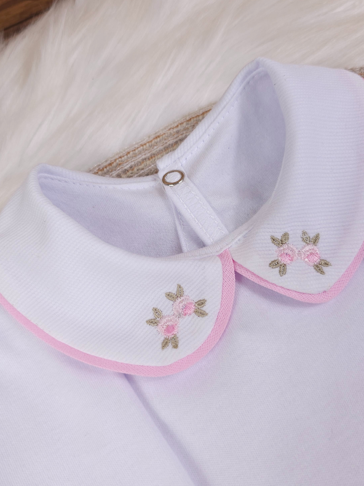 Body Infantil Menina 100 Algodão – Gola Bordada – RN ao G