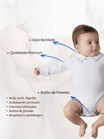 Body Menino 100% Algodão – Gola e Punho Bordado | Enxoval RN ao G