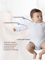 Body Algodão Menino – Gola Bordada, Punho Bordado – Tamanhos RN a G