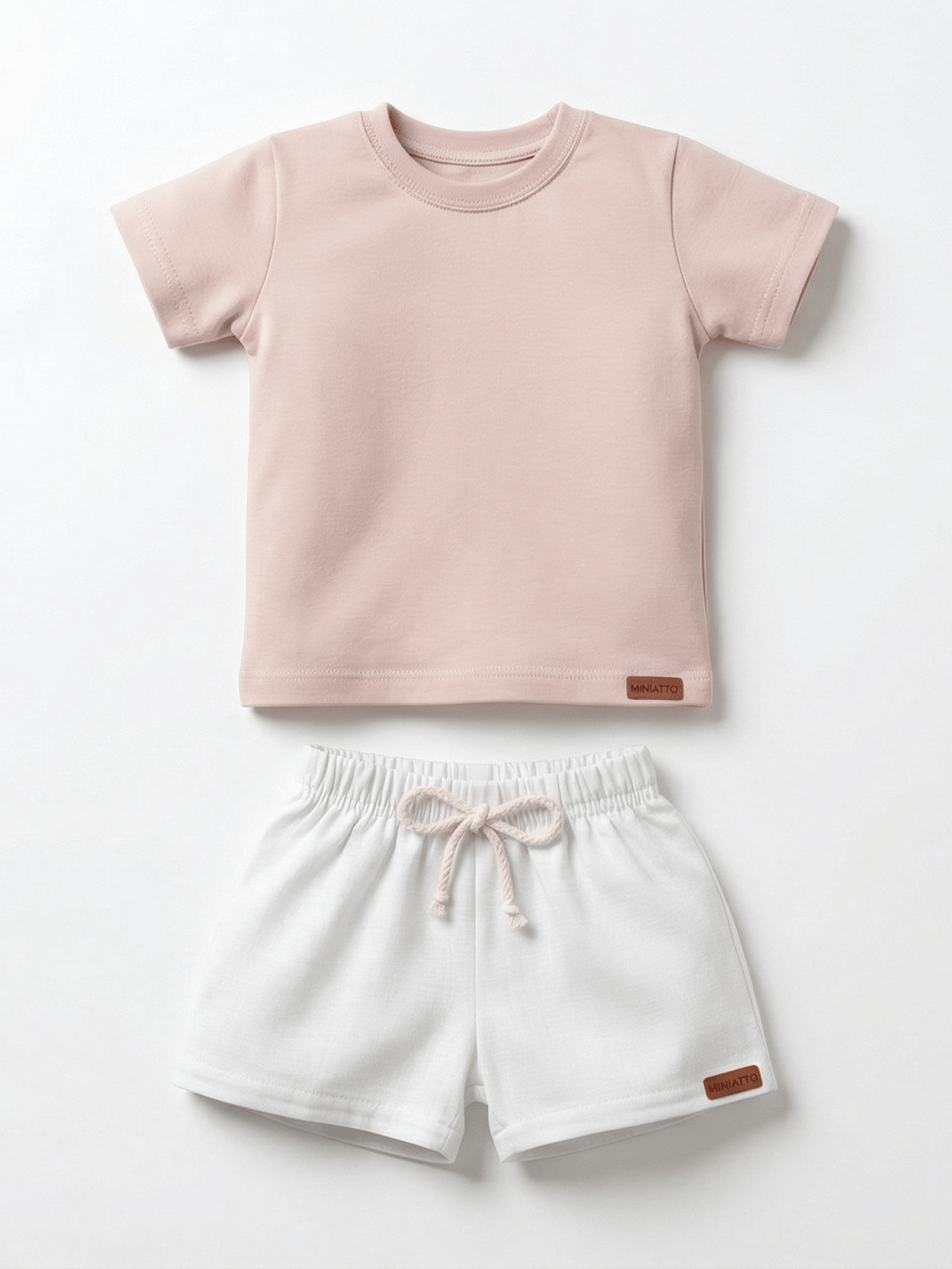 Conjunto Bebê Menino Verão Camiseta Algodão 100% + Short Linho Cappuccino/Branco (0-4)