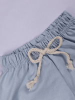 Conjunto Bebê Menino Verão Camiseta Algodão 100% + Short Linho Branco/Azul (0-4)