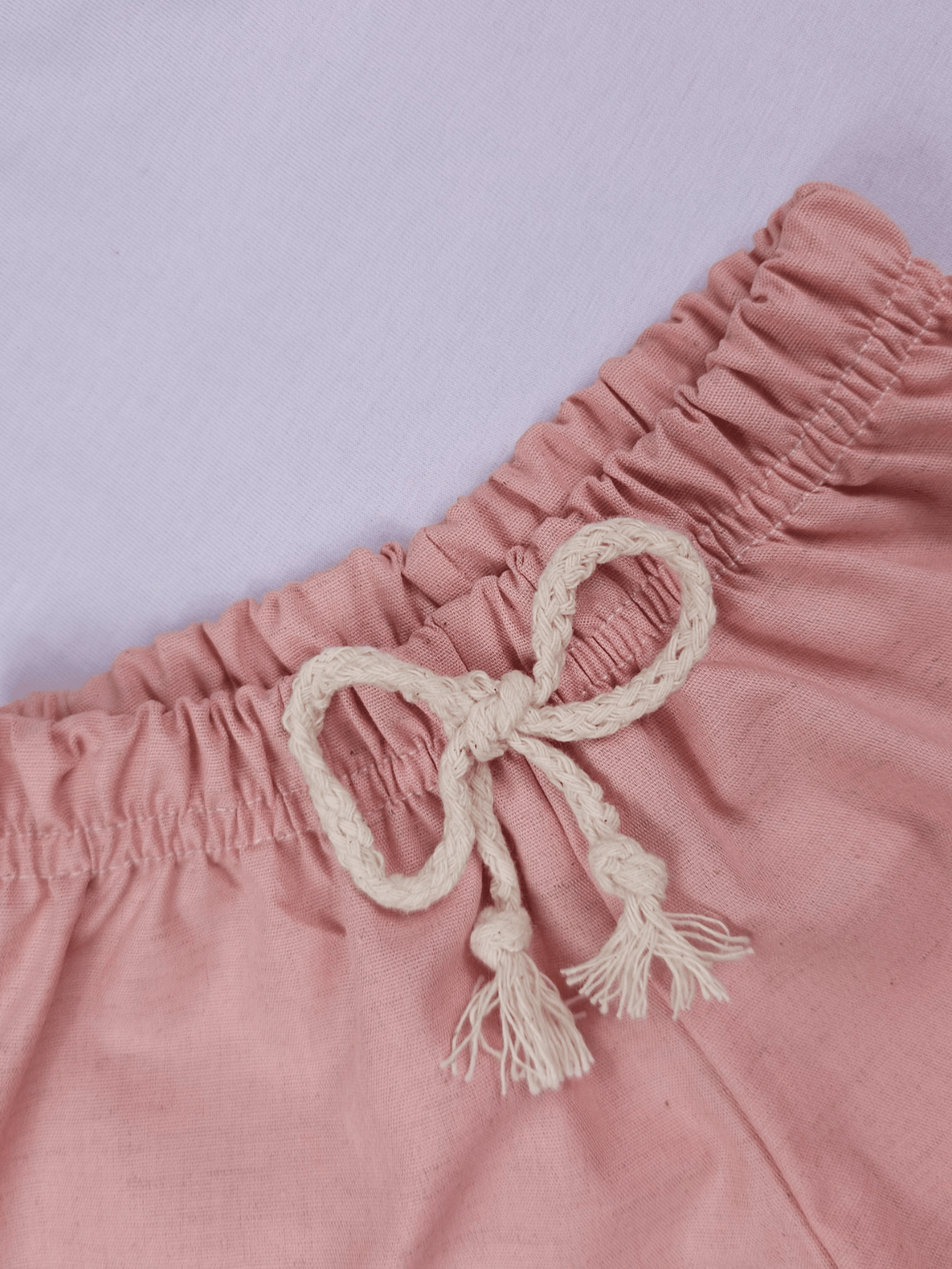 Conjunto Bebê Menino Verão Camiseta Algodão 100% + Short Linho Branco/Rosa (0-4)