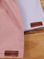 Conjunto Bebê Menino Verão Camiseta Algodão 100% + Short Linho Branco/Rosa (0-4)