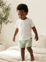 Conjunto Bebê Menino Verão Camiseta Algodão 100% + Short Linho Branco/Verde (0-4)