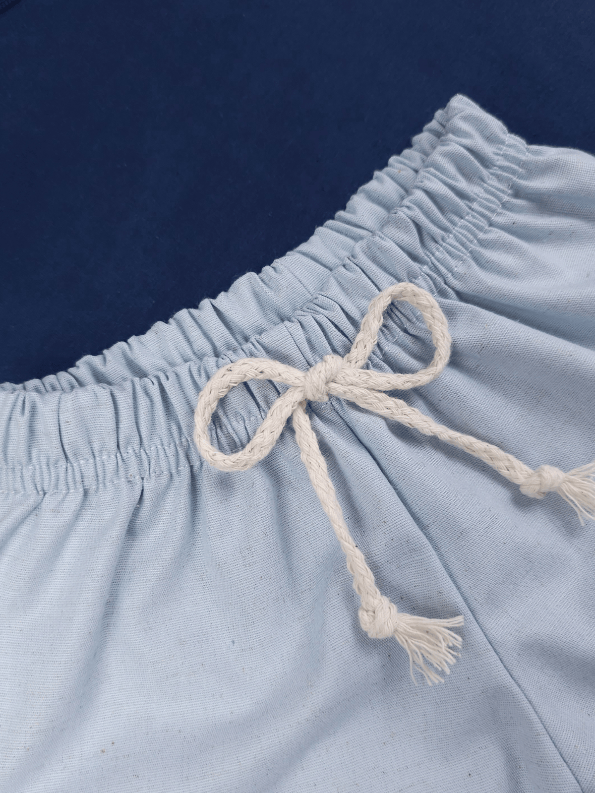 Conjunto Bebê Menino Verão Camiseta Algodão 100% + Short Linho Azul Marinho/Azul (0-4)