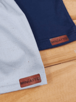 Conjunto Bebê Menino Verão Camiseta Algodão 100% + Short Linho Azul Marinho/Azul (0-4)