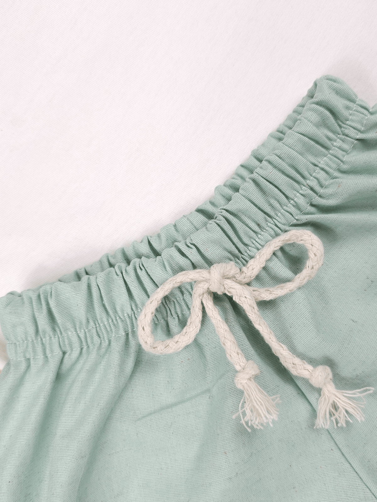 Conjunto Bebê Menino Verão Camiseta Algodão 100% + Short Linho Off-White/Verde (0-4)