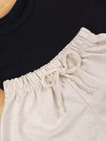 Conjunto Bebê Menino Verão Camiseta Algodão 100% + Short Linho Preto/Off-White(0-4)