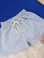 Conjunto Bebê Menino Verão Camiseta Azul Royal e Short Linho Azul