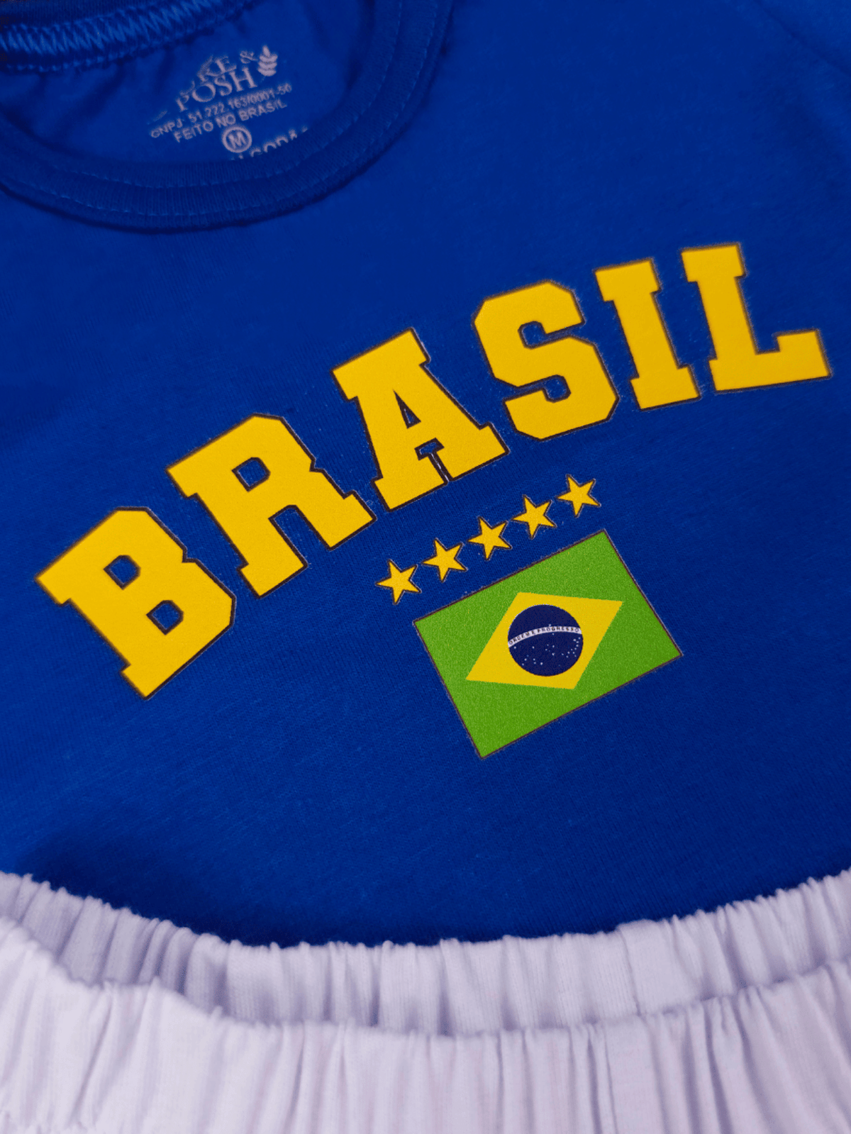 Conjunto Bebê Menina Brasil Body Azul E Short Babadinho 100% Algodão