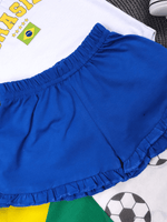 Conjunto Bebê Menina Body Branco Brasil Copa com Short Babadinho 100% Algodão