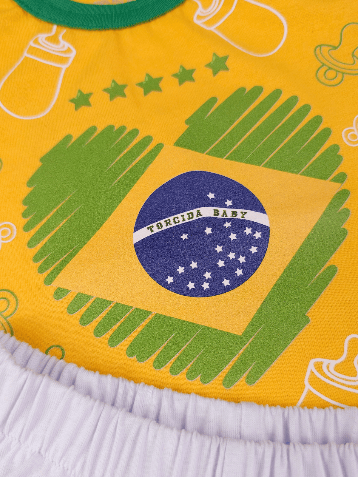 Conjunto Bebê Menina Brasil Body Estampado E Short Babadinho 100% Algodão