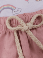 Conjunto Bebê Menina Body Alcinha Unicórnio e Short Linho