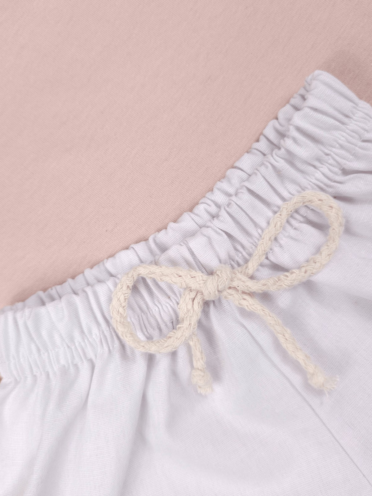 Conjunto Bebê Menino Verão Camiseta Algodão 100% + Short Linho Cappuccino/Branco (0-4)