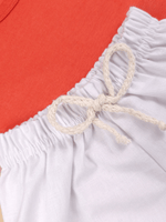 Conjunto Bebê Menino Verão Camiseta Algodão 100% + Short Linho Laranja Ferrugem/Branco (0-4)