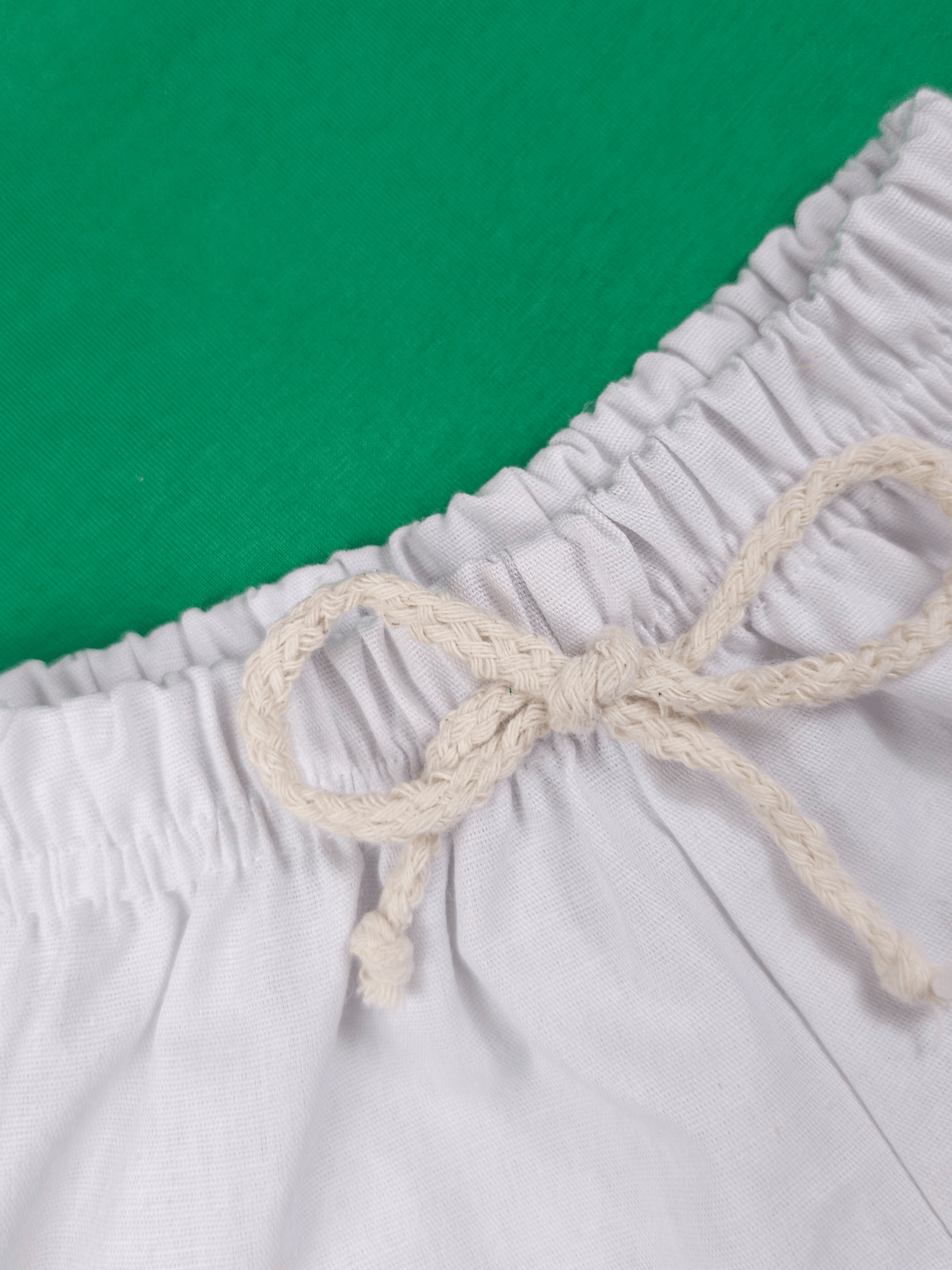 Conjunto Bebê Menino Verão Camiseta Algodão 100% + Short Linho Verde/Branco (0-4)