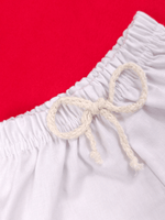 Conjunto Bebê Menino Verão Camiseta Algodão 100% + Short Linho Vermelha/Branco (0-4)