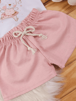 Conjunto Bebê Menina Body Alcinha Ursinha e Short Linho