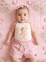 Conjunto Bebê Menina Outono Body Alcinha e Short Linho