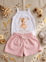 Conjunto Bebê Menina Outono Body Alcinha e Short Linho