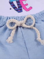 Conjunto Bebê Menina Stitch Body Alcinha e Short Linho Azul