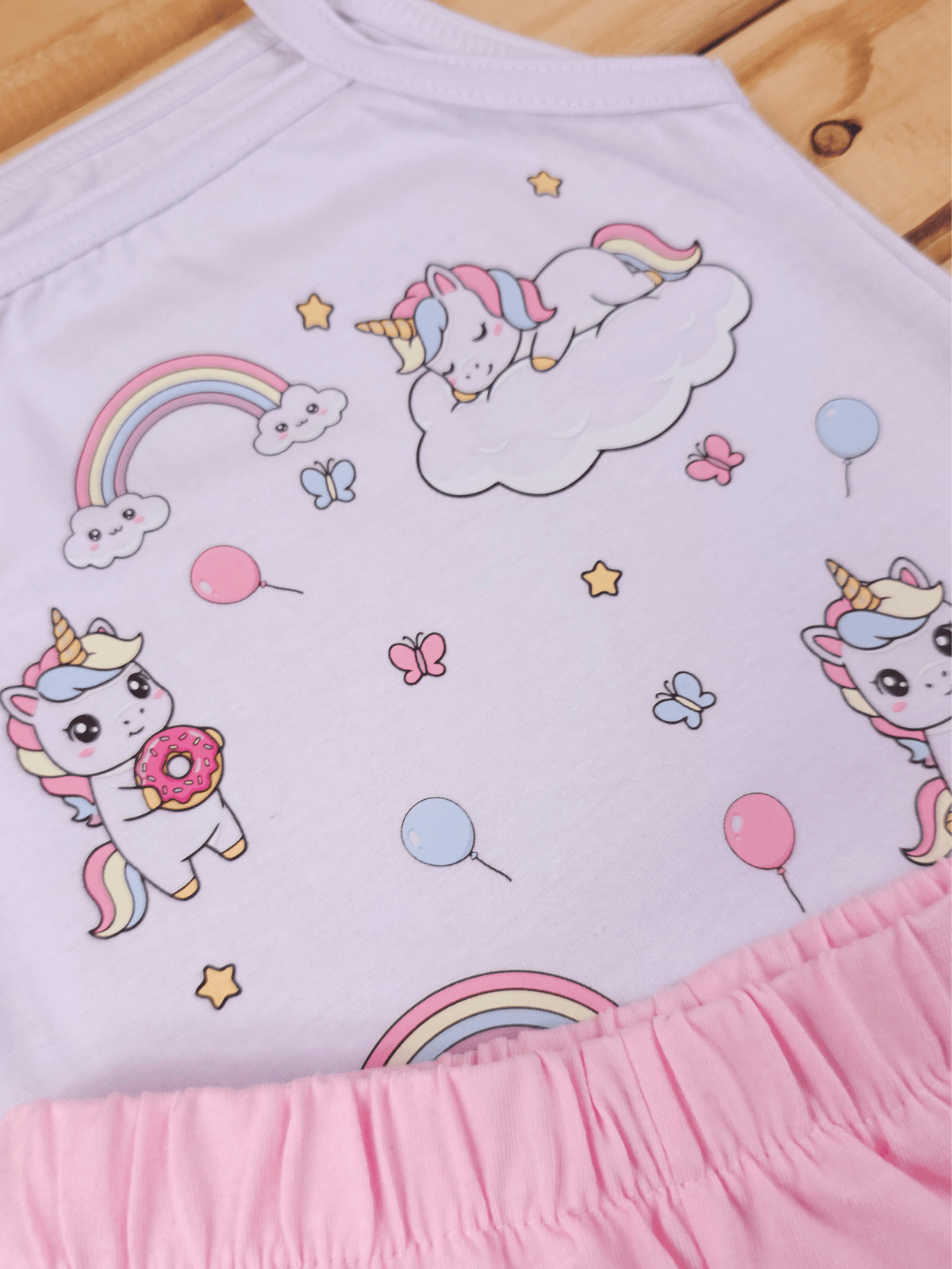 Conjunto Bebê Menina Mêsversário Body de Alcinha Unicórnio e Short Babadinho