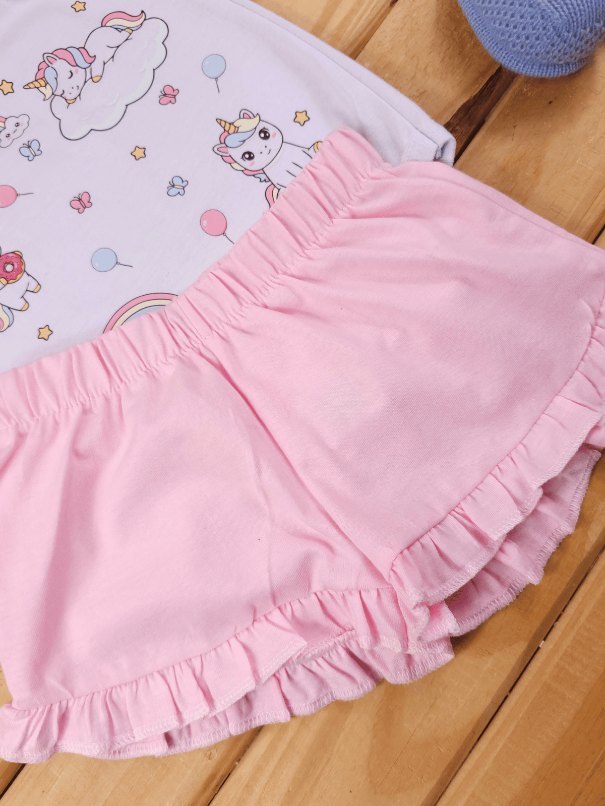 Conjunto Bebê Menina Mêsversário Body de Alcinha Unicórnio e Short Babadinho
