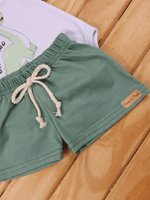 Conjunto Bebê Menino Dinossauro com Body Regata e Short 100% Algodão