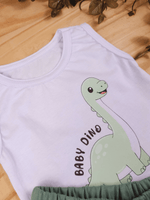 Conjunto Bebê Menino Dinossauro com Body Regata e Short 100% Algodão