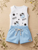 Conjunto Bebê Menino Body Regata Vaquinha com Short de Malha 100% Algodão