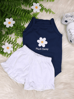 Conjunto Infantil Bebê Menina Floral com Short Babadinho Branco