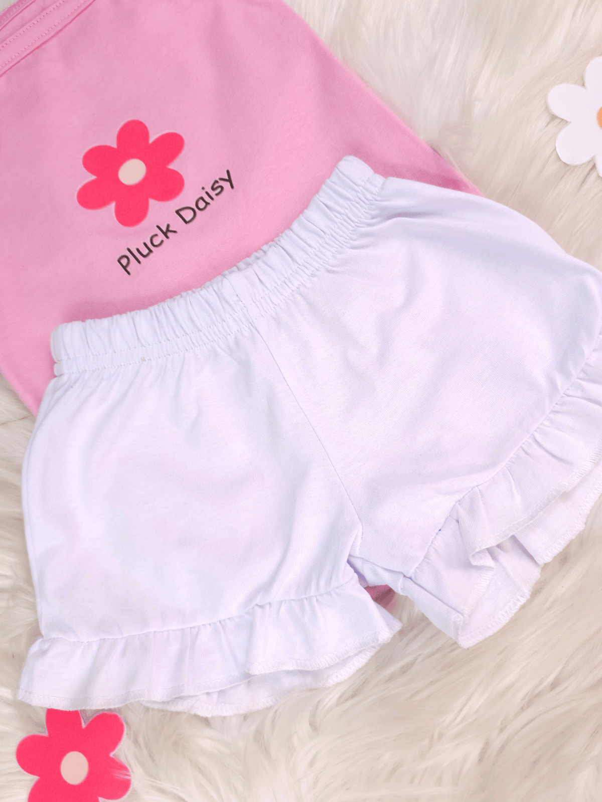 Conjunto Infantil Bebê Menina Floral com Short Babadinho Branco