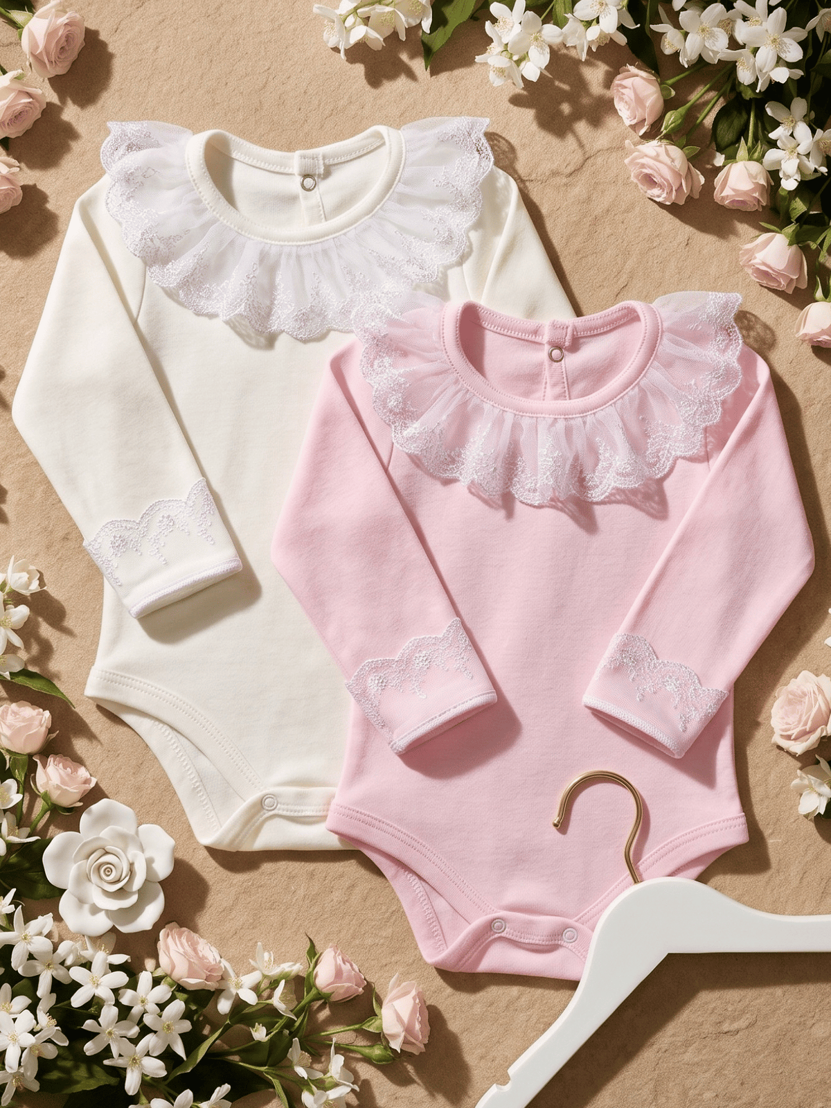 Kit 2 Body para Bebê Menina Saída de Maternidade Rendado