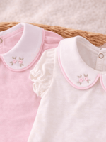 Kit 2 Body Bebê Menina Verão Manga Bufante Bordado Rococó