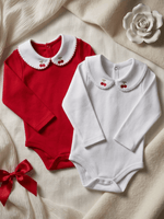 Kit 2 Bodies Bebê Menina Saída de Maternidade Bordado Cereja