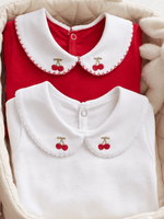 Kit 2 Bodies Bebê Menina Saída de Maternidade Bordado Cereja