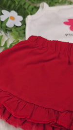 Conjunto Infantil Bebê Menina Floral com Short Babadinho Vermelho