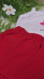 Conjunto Infantil Bebê Menina Floral com Short Babadinho Vermelho