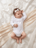 Saída de Maternidade Body Bebê Menina Branco com Gola Rendada Delicado 100% Algodão
