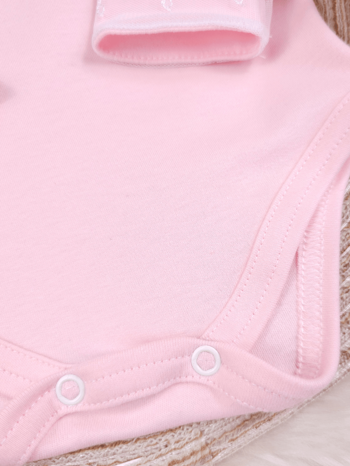 Body Infantil Menina Rosa Gola Rendada 100 Algodão Manga Longa RN ao G